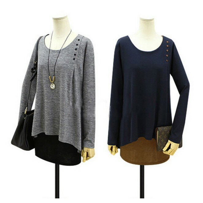 中大尺碼女裝 長版T恤 棉質假二件上衣連身裙 大碼上衣 休閒女上衣 加大尺碼 櫻桃嚴選 胖ＭＭ 2