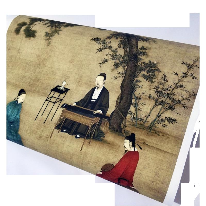 趙佶宋徽宗聽琴圖名家真跡國畫藝術微噴古代名畫復制品客廳裝飾畫| 銀