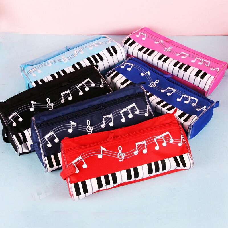 【學興書局】音符鋼琴雙層筆袋(大) 可手提 鉛筆盒 學生 帆布袋