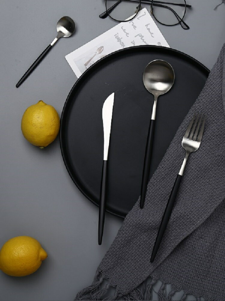 北歐ins風304不銹鋼勺子創意可愛家用餐具三件套叉子筷子勺子套裝