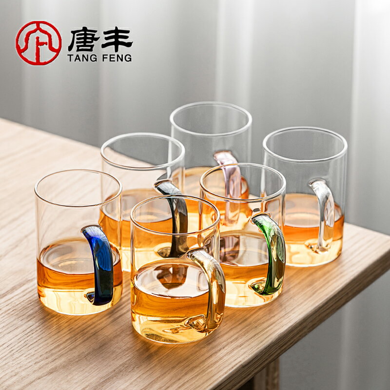 玻璃杯家庭6個套裝家用帶把喝水杯歐式輕奢現代簡約待客杯果汁杯