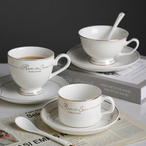 歐式小奢華咖啡杯碟套裝手繪描金陶瓷咖啡杯奶茶杯酒店餐廳可定制