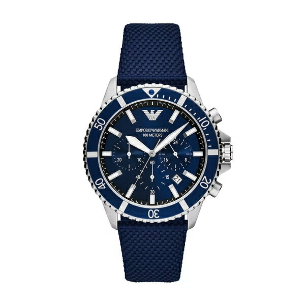 EMPORIO ARMANI 亞曼尼 Diver 系列 AR11588 湛藍純色潛水造型手錶 43.5MM｜樂天全館特惠中★指定刷卡回饋10%