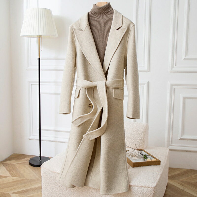 【巴黎精品】毛呢外套中長款大衣-羊毛輕奢寬鬆時尚女外套6色p1ag31