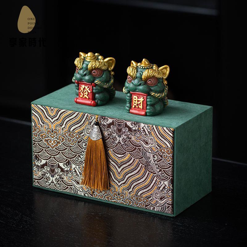 免運開發票 伴手禮 禮盒 禮物 國潮發財醒獅擺件高級感小眾禮物送長輩領導伴手禮定制logo禮盒 八折下殺ly14