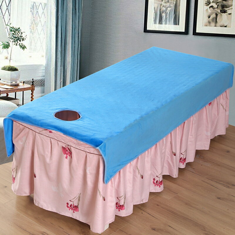 美容床單保暖法蘭絨水晶絨珊瑚絨按摩推拿床專用有洞網紅