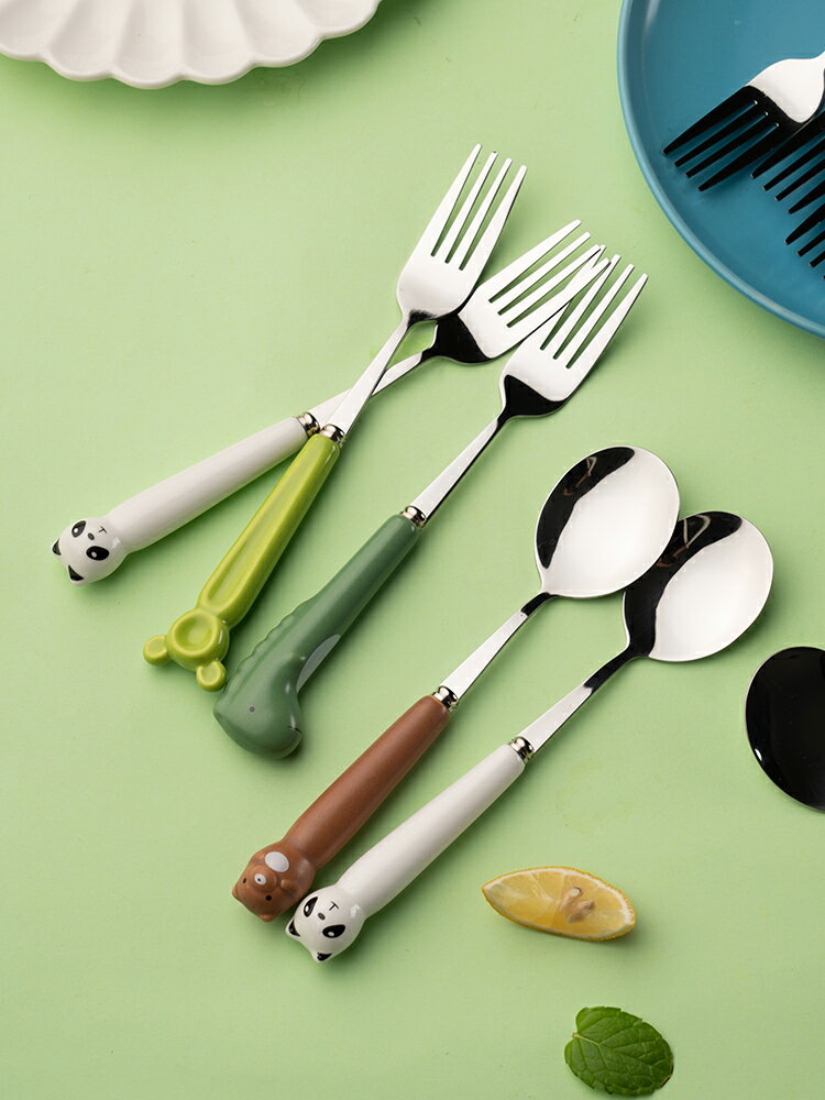 304不銹鋼兒童勺子食品級寶寶餐具餐勺湯勺叉子套裝家用