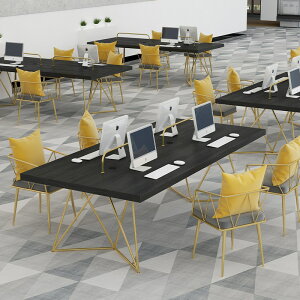 公司大廳職員雙排辦公電腦桌辦公室設計感實木辦公桌家用單人書桌