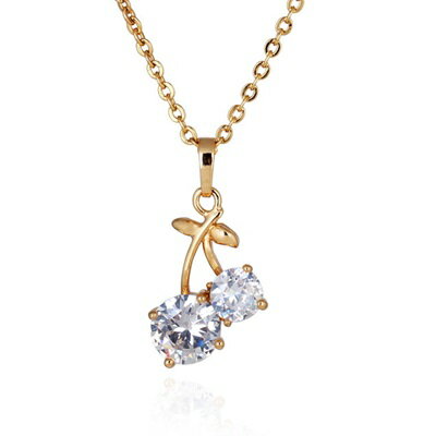 銀桃❤︎ 純銀項鍊鍍18K金鑲鑽吊墜-可愛櫻桃設計唯美七夕情人節禮物女飾品