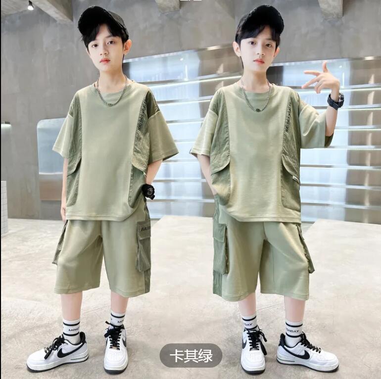 男童夏款套裝2024新款夏裝休閑短袖中大兒童男孩夏季兩件套運動潮【步行者戶外生活館】P