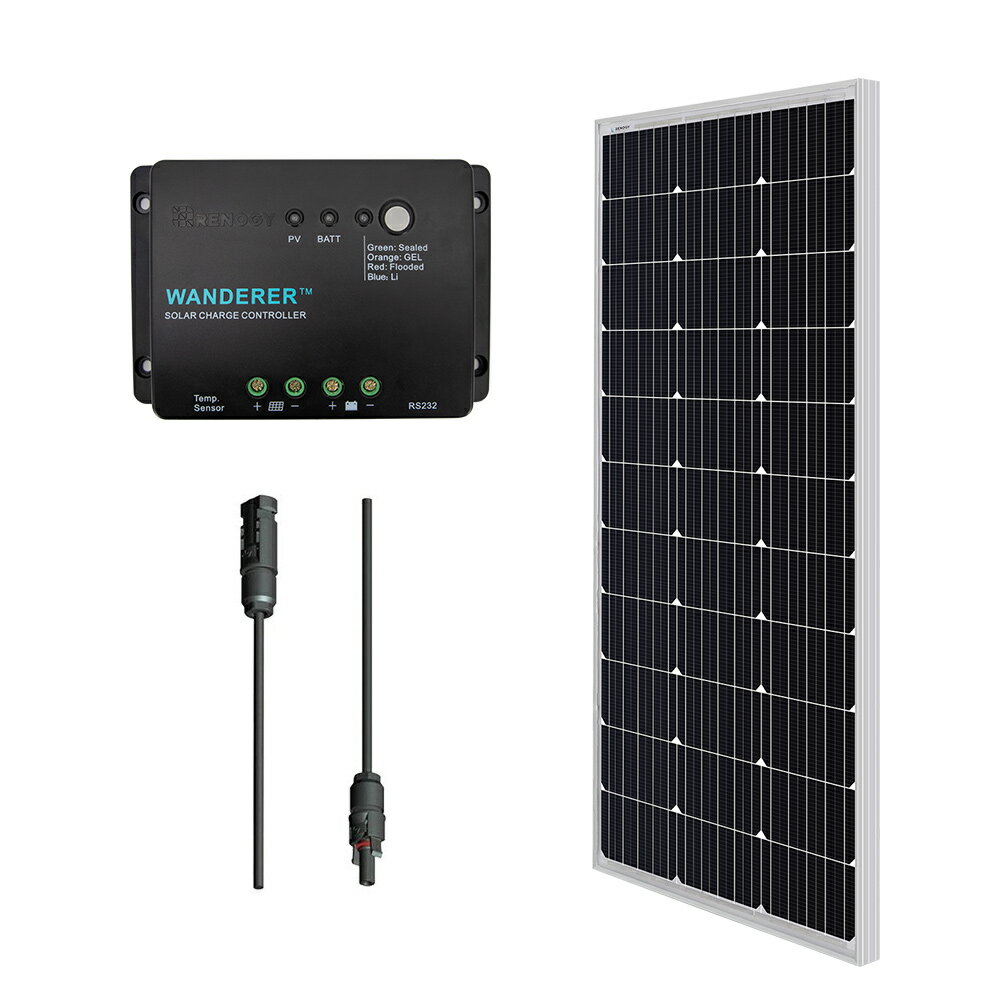 Renogy  100W 12V Monocrystalline Solar Bundle Kit w/ Wanderer 30A