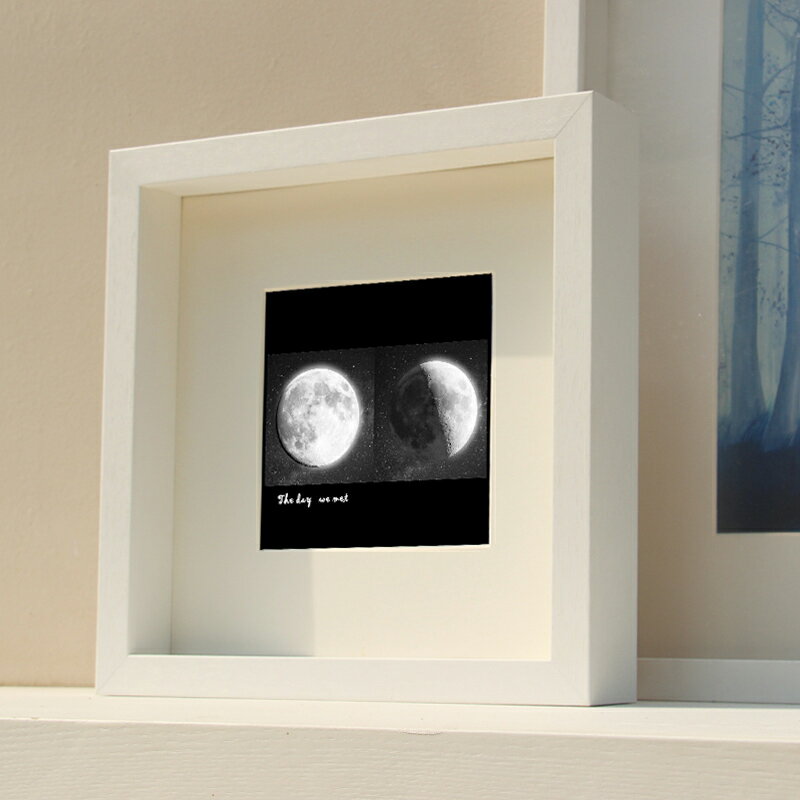 優品家居創意月亮立體情人節生日相框衍紙干花moon情侶月球照片框