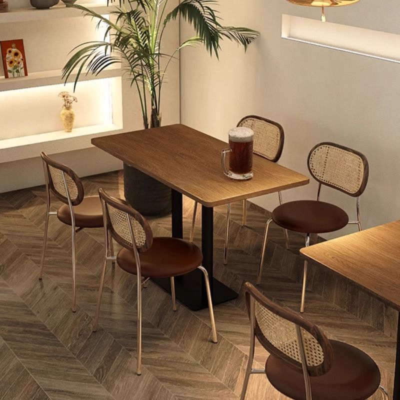 免運/可開票 侘寂風奶茶店桌椅組合飯店西餐廳一桌二椅酒吧咖啡廳休閑實木餐桌D10