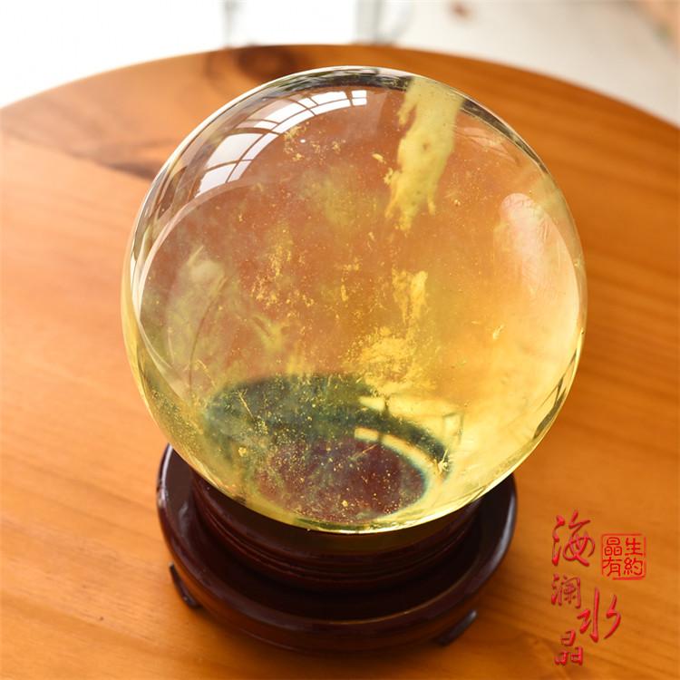 天然黃水晶球黃色水晶熔煉水晶球客廳書房商鋪公司玄關居家擺件| 協貿 