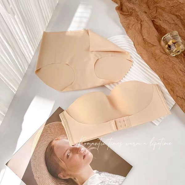 ANNAS 強力托高防滑無痕內衣套裝 一字領 肩帶可拆 不滑落 厚墊胸罩 無鋼圈 平口 無肩帶 5