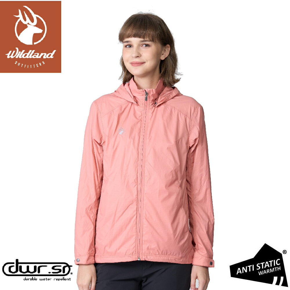 【Wildland 荒野 女 輕量天鵝絨防風保暖外套《莫藍迪粉》】0B12907/軟殼外套/機能外套