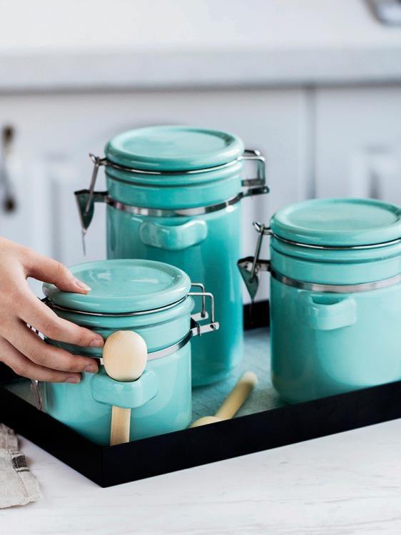瓷彩美 陶瓷密封罐帶蓋儲物罐子白糖茶葉罐食品雜糧收納罐咖啡罐