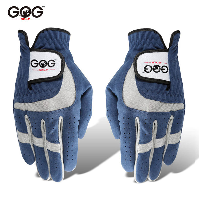 正品GOG專業 高爾夫球手套 耐磨透氣藍色超纖細布手套 左右手雙手
