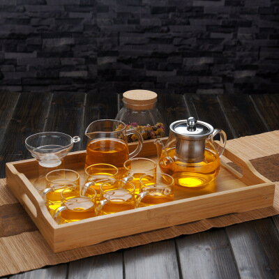 玻璃茶壺泡茶壺耐高溫花茶壺不銹鋼小型創意高檔透明中式茶具套裝 0