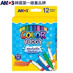 韓國 AMOS 12色細款可水洗彩色筆CM12P-L