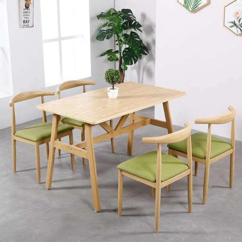 北歐餐桌現代簡約牛角椅家用長方形吃飯桌子出租房商用餐桌椅組合