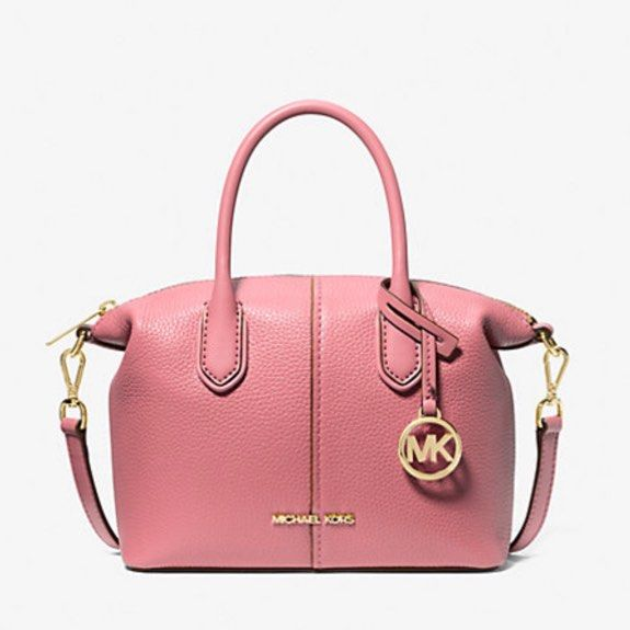 MICHAEL KORS 小號水餃包 手提斜背兩用包 鵝卵石紋真皮 手提包 M88764 粉色MK(現貨)▶指定Outlet商品5折起☆現貨【送禮首選★APP下單點數4倍送】