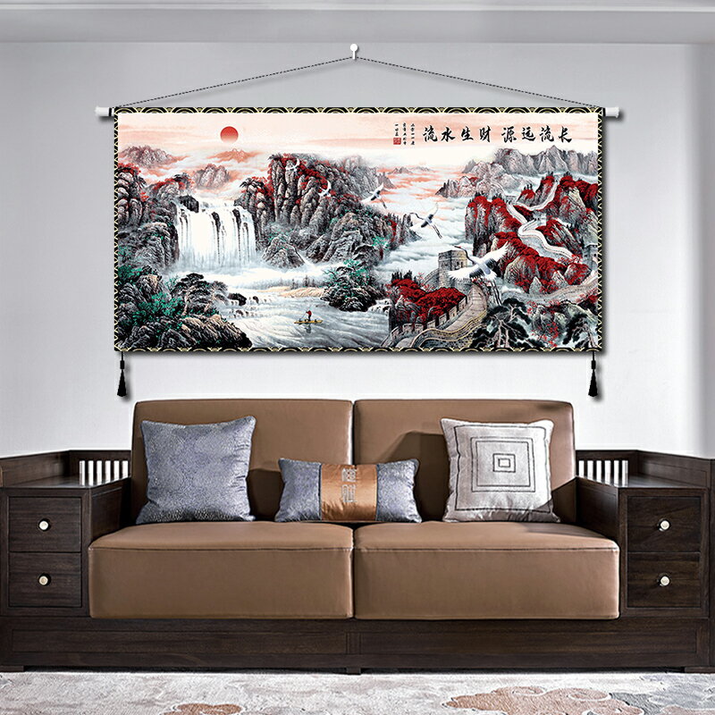 壁掛佈/背景佈 超大中式山水畫掛毯床頭沙發房間客廳辦公室牆掛布背景布定製掛畫『XY27704』