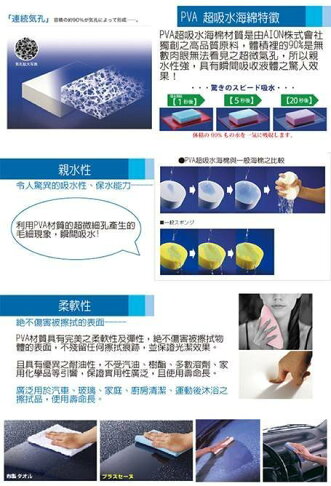 權世界@汽車用品 日本AION 3D構造科技洗車海綿 超柔細泡沫 快速起泡.高效率 706-GY 3