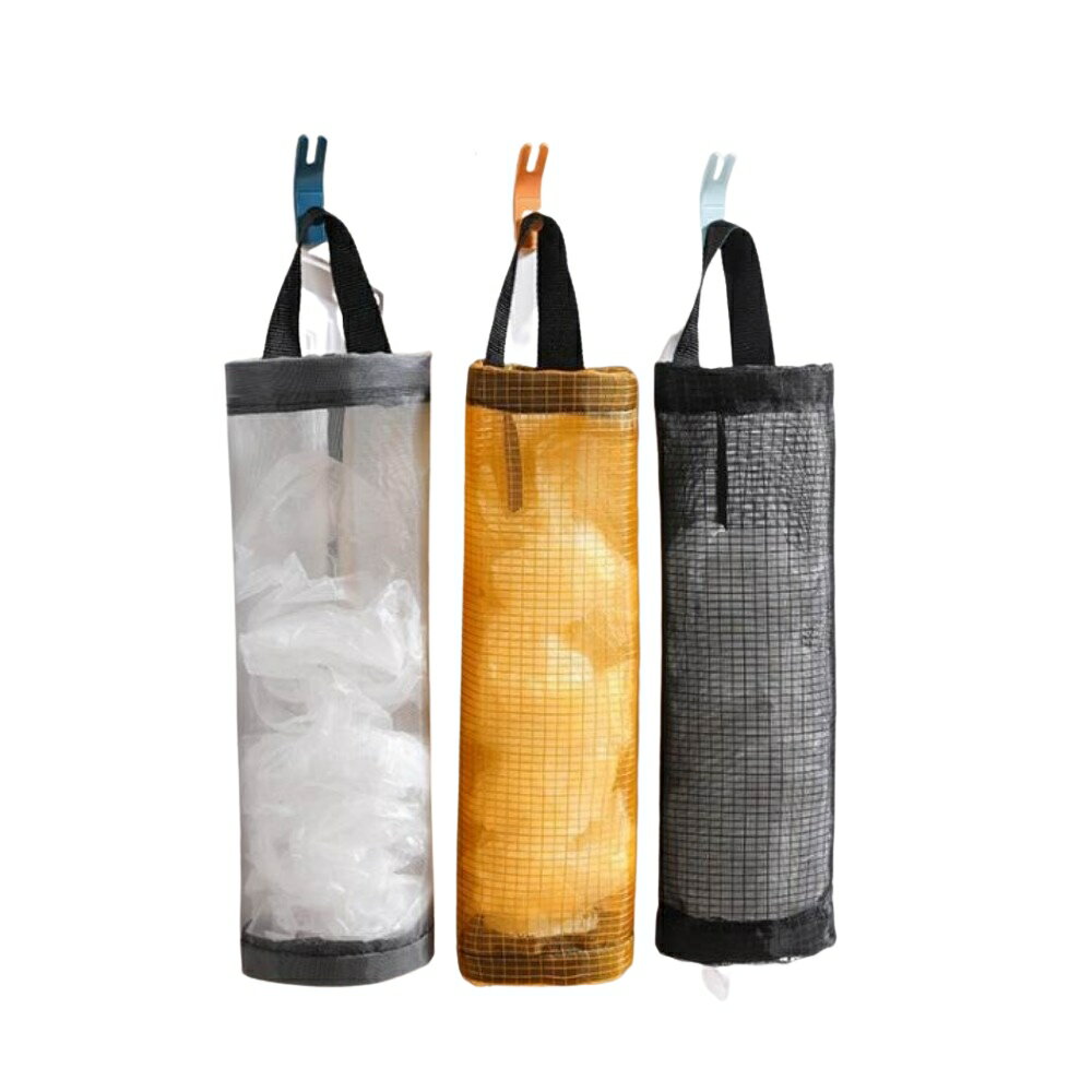 美麗大街【1111083036】兩色一組 可掛式垃圾袋收納袋廚房塑膠袋收納網袋包 2