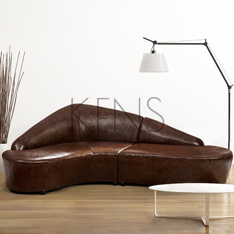 【KENS】沙發 沙發椅 個性真皮沙發 創意弧形客廳組合 時尚簡約辦公室接待會客皮藝家具