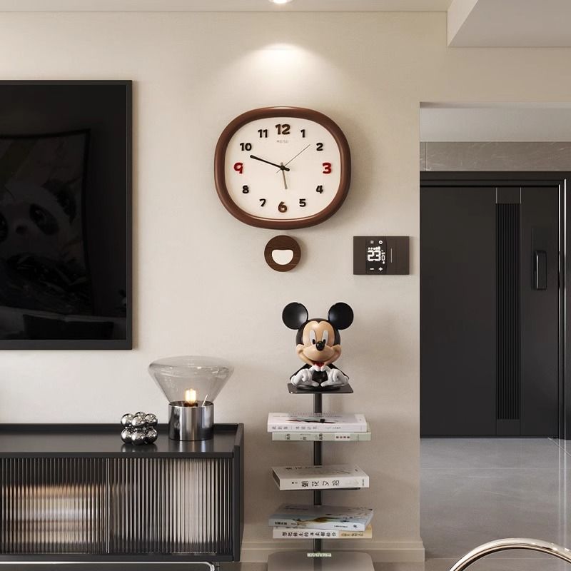 美世達2024新款簡約創意輕奢鐘表掛鐘客廳餐廳裝飾表家用時鐘掛墻