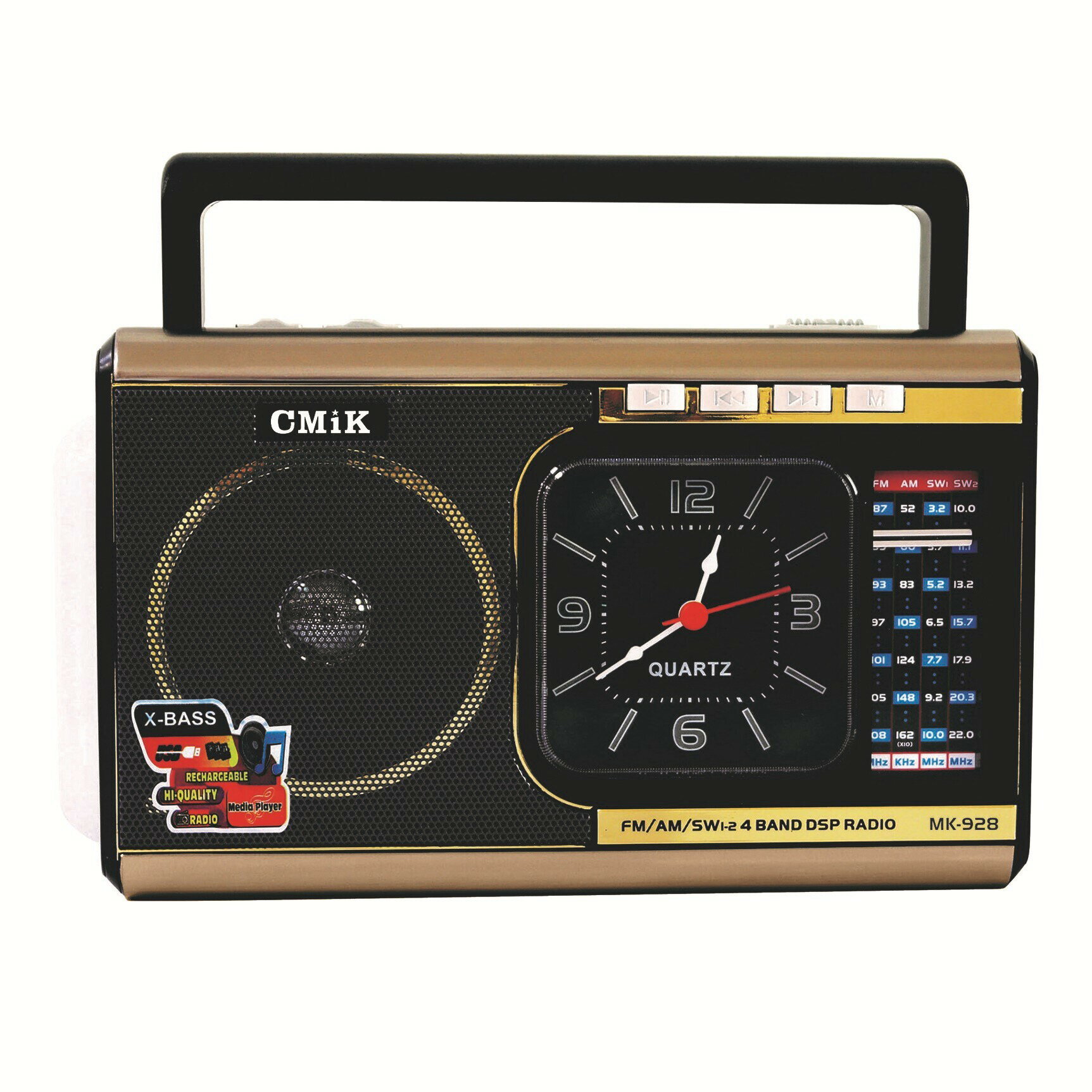 亞馬遜跨境熱銷復古收音機多功能便攜插卡音箱帶時鐘不防水收音機【宜家良品百貨】