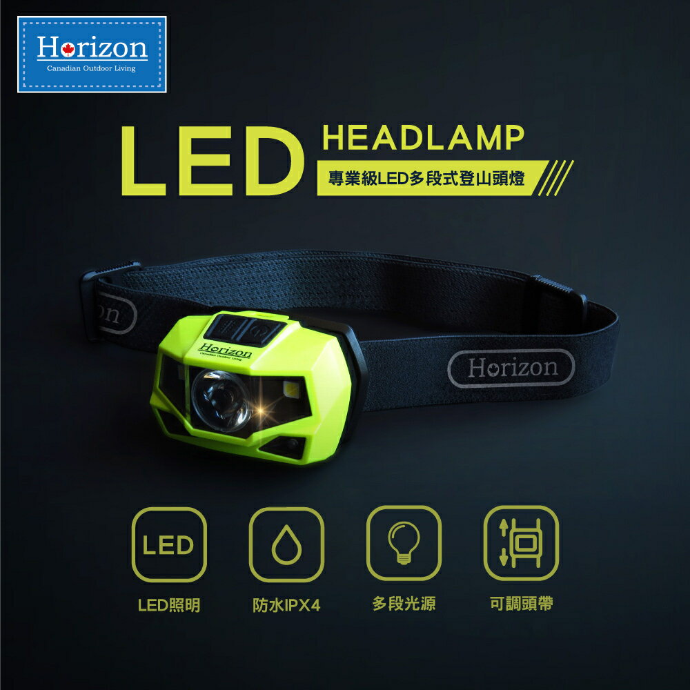 【Horizon 天際線】專業級LED多段式登山頭燈