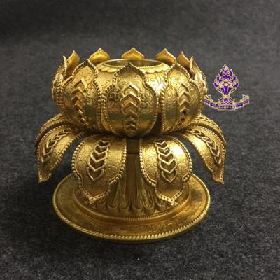 藏傳佛教用品 純銅轉經筒蓮花底座 雙層蓮花適合放亞青轉經筒精美1入
