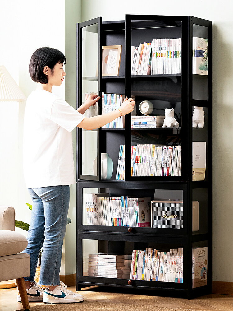 【免運】 書架置物架落地書柜子家用兒童多層辦公室靠墻邊實木收納簡易客廳