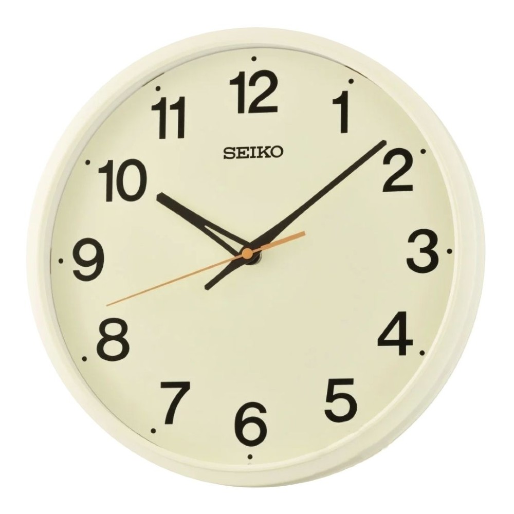 seiko SK037 精工鐘 (QHA019C) 基礎米白簡約數字圓形掛鐘 33.5*4.6cm｜樂天領券現折★全館特惠中★指定刷卡回饋10%