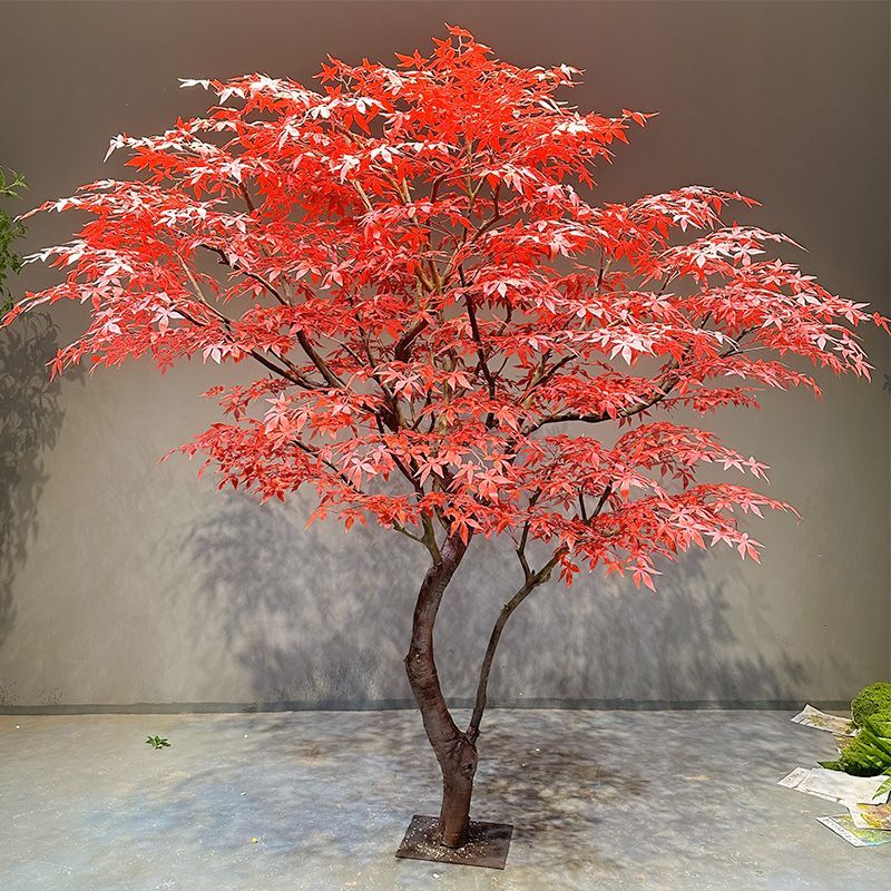 模擬紅楓樹商場定製造型樹楓葉樹大型裝飾許願樹紅色仿真植物造景