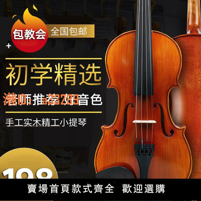 【可開發票】小提琴樂器成人兒童初學者學生練習演奏實木全手工專業級提琴
