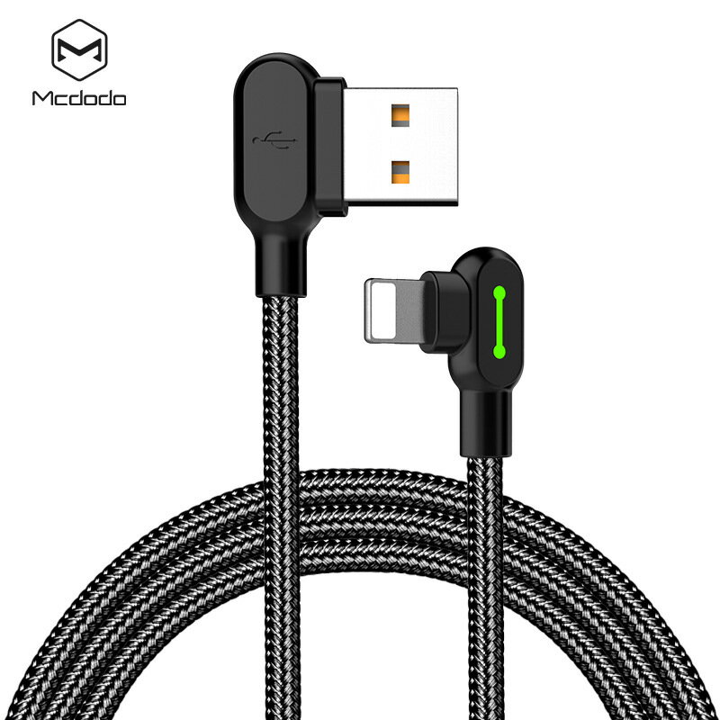 Mcdodo Type-C iphone/lightning 充電線傳輸線編織線 雙彎頭L型 紐扣系列 3A