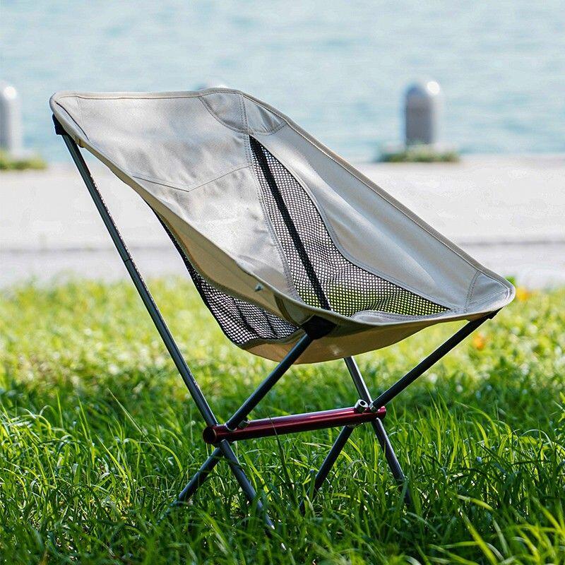 戶外露營鋁合金月亮椅便攜式野外餐營釣魚折疊超輕休閑靠背沙灘椅