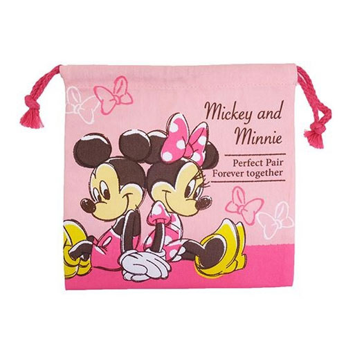 【日本進口正版】米奇 米妮 Mickey 束口袋 收納袋 抽繩束口袋 迪士尼 Disney - 047130