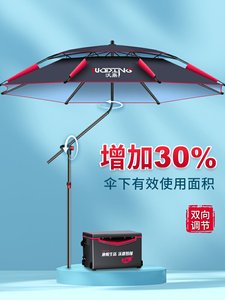 新款拐杖式釣魚傘萬向大釣傘加厚黑膠雨傘防暴雨防風防曬遮陽 【免運】
