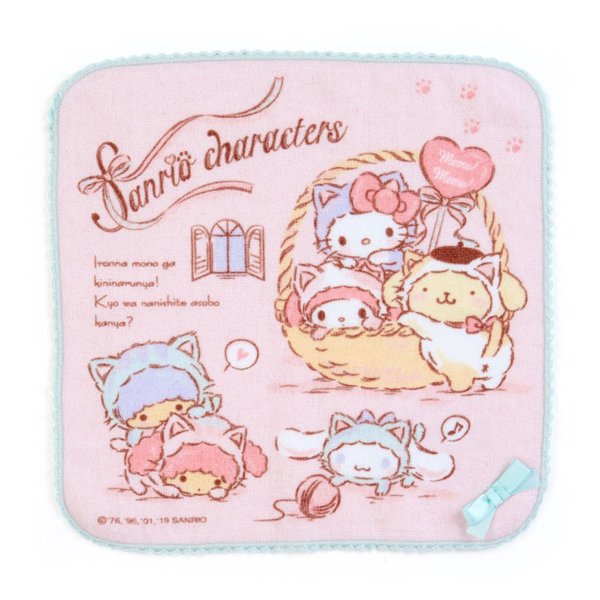 大賀屋 日貨 HELLO KITTY 手帕 貓咪 毛巾 純棉毛巾 童巾 兒童手帕 洗臉巾 正版 J00016030