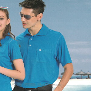 【義大利 SINA COVA】男女運動休閒吸濕排汗短POLO衫-海藍條紋#S8101A2
