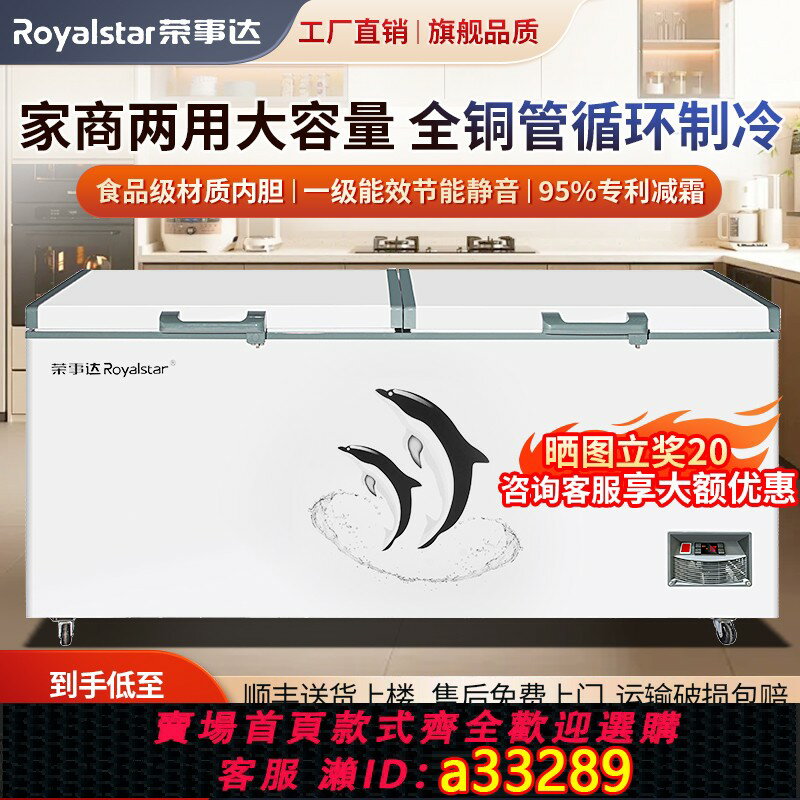 【臺灣公司 可開發票】榮事達冷櫃商用大容量無霜冰箱一級能效臥式冰櫃家用冷藏冷凍兩用