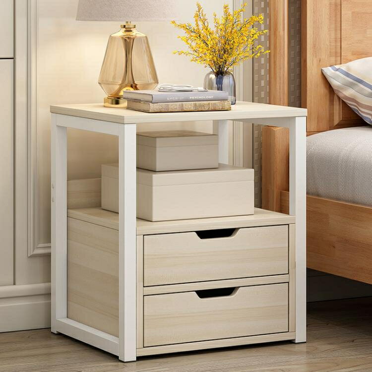 床頭櫃 床頭櫃置物架簡約現代輕奢仿實木小櫃子迷你床邊櫃小型簡易收納櫃