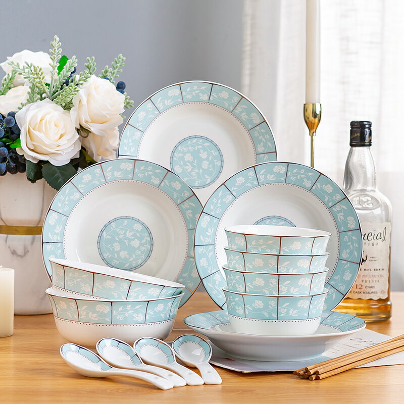 碗碟套裝 家用4人陶瓷碗筷盤日式北歐ins餐具情侶吃飯碗盤可微波