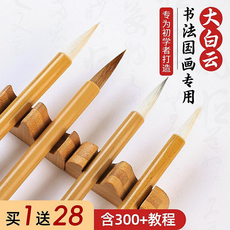 特價毛筆初學者書法專用國畫小楷狼毫白雲筆兼毫羊毫隸行篆書小中楷王羲之手札墨汁宣紙筆擱軟細大號學生入門套裝