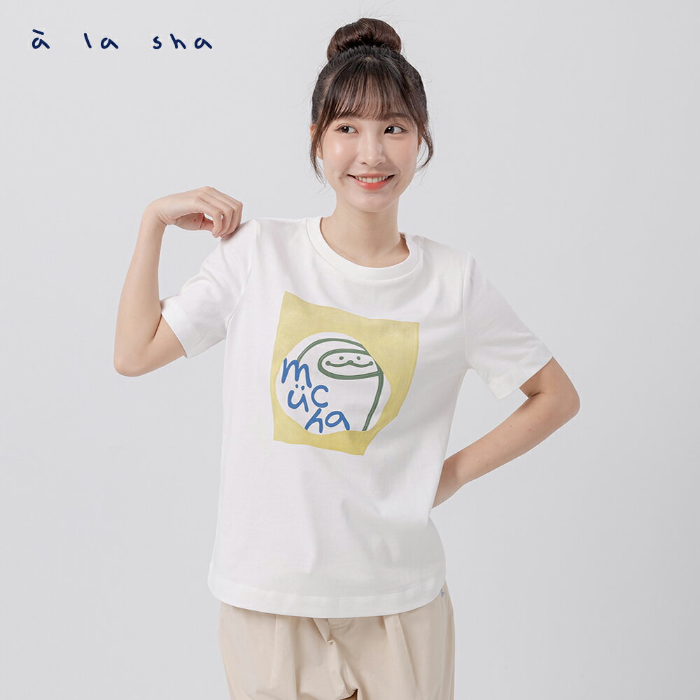 a la sha 便利貼抹茶印花上衣
