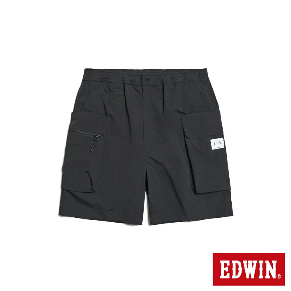 EDWIN 男款 EFS 大寬版大貼袋休閒短褲 (黑色)